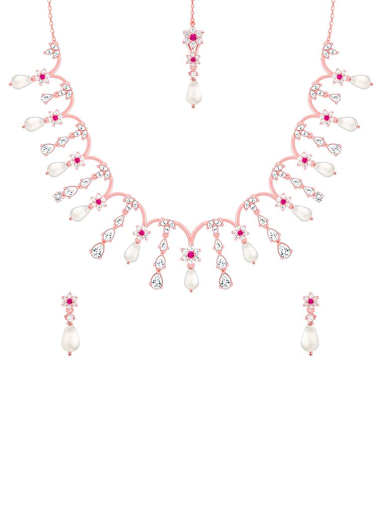 Giva 925 Sterling Silver Rose Gold Pearl Kissed Drops Set Three