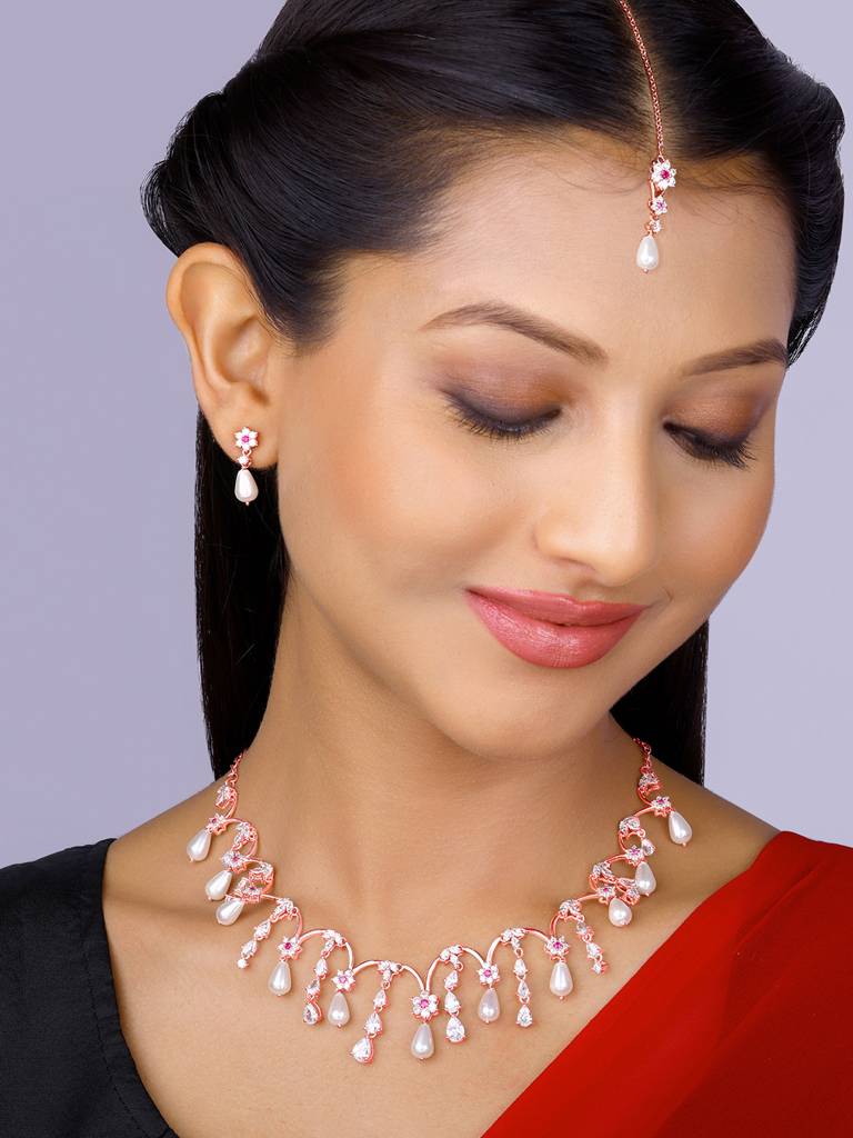 Giva 925 Sterling Silver Rose Gold Pearl Kissed Drops Set Three