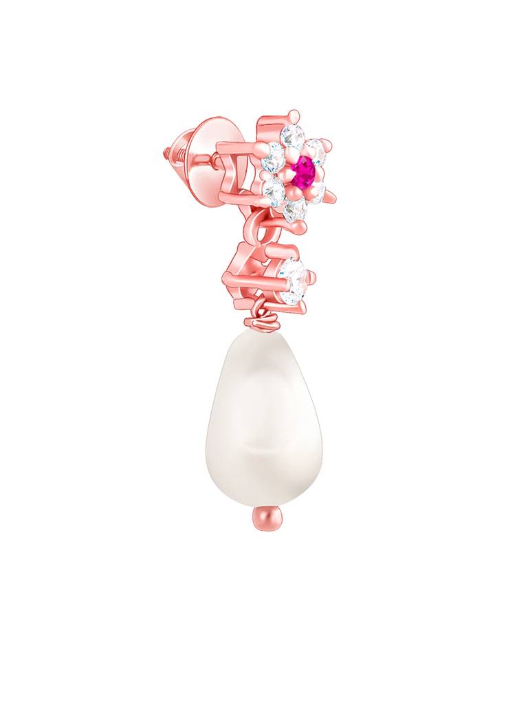 Giva 925 Sterling Silver Rose Gold Pearl Kissed Drops Set Of Two