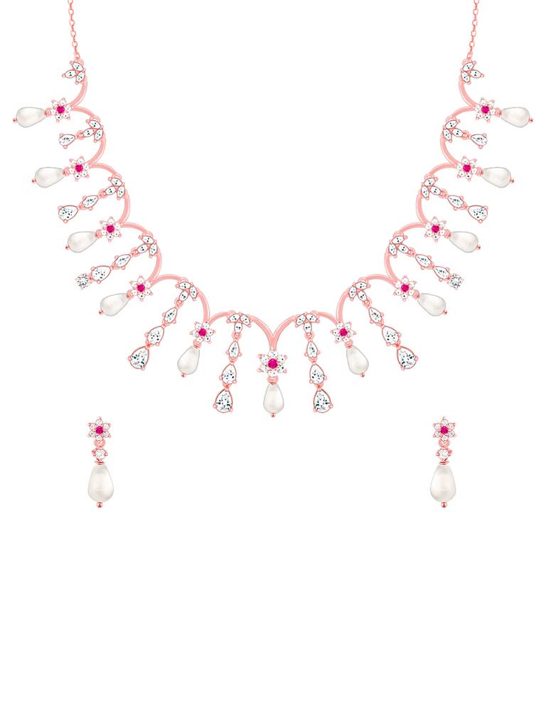Giva 925 Sterling Silver Rose Gold Pearl Kissed Drops Set Of Two