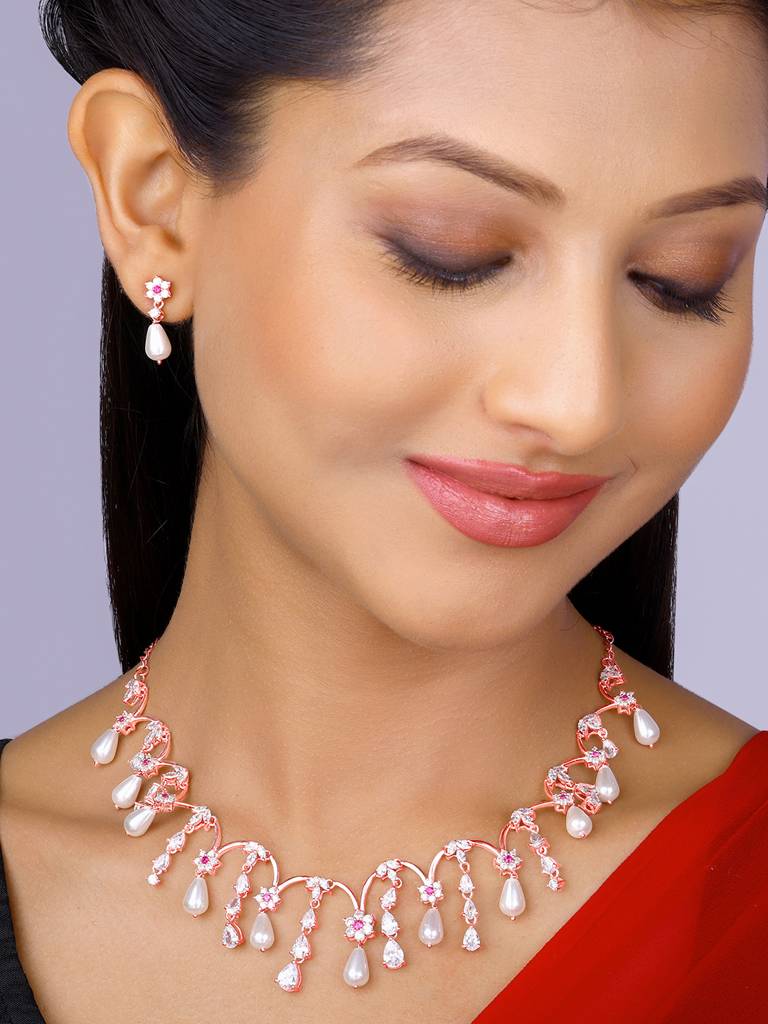 Giva 925 Sterling Silver Rose Gold Pearl Kissed Drops Set Of Two