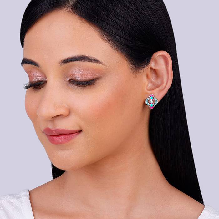 Oxidized Silver Quatrefoil Earrings : ER02243