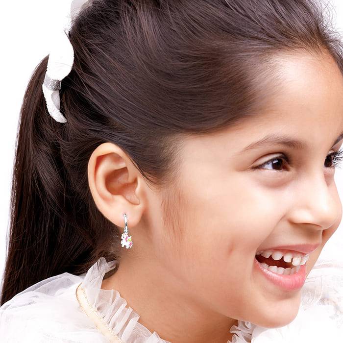 Giva 925 Silver Colourful Unicorn Kids Hoop Earrings : ER02267