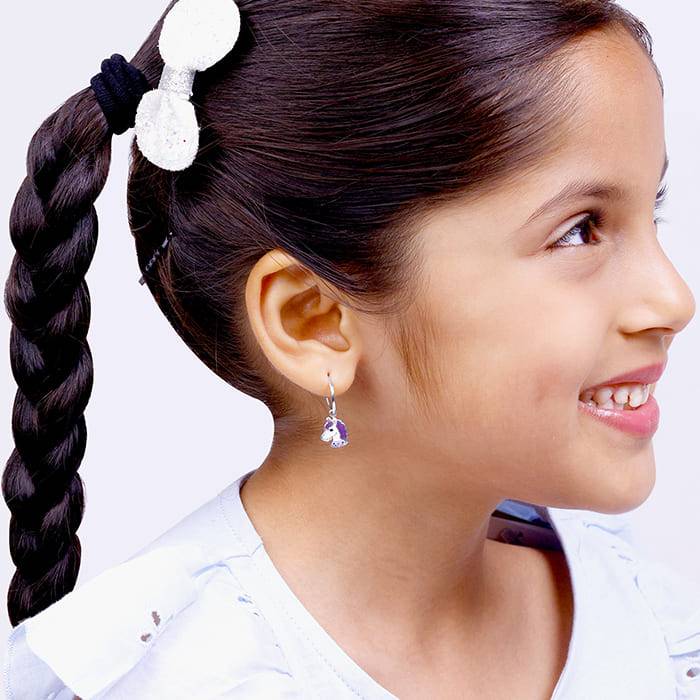 Giva 925 Sterling Silver Wishful Unicorn Kids Hoop Earrings|Studs To Gifts For Kids | With : ER02270