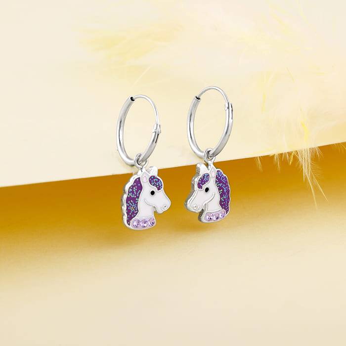 Giva 925 Sterling Silver Wishful Unicorn Kids Hoop Earrings|Studs To Gifts For Kids | With : ER02270