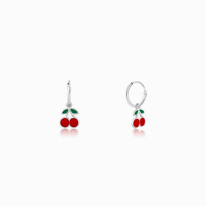 Giva 925 Sterling Silver Red Cherry Kids Hoop Earrings|Studs To Gifts For Kids | With Cert : ER02279