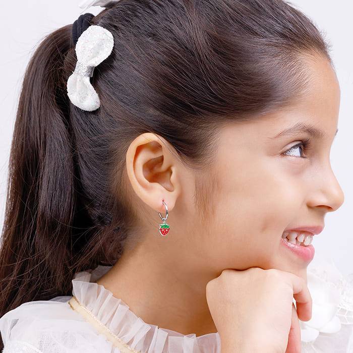 Giva 925 Sterling Silver Fresh Strawberry Kids Hoop Earrings| Studs To Gift Women & Girls  : ER02282