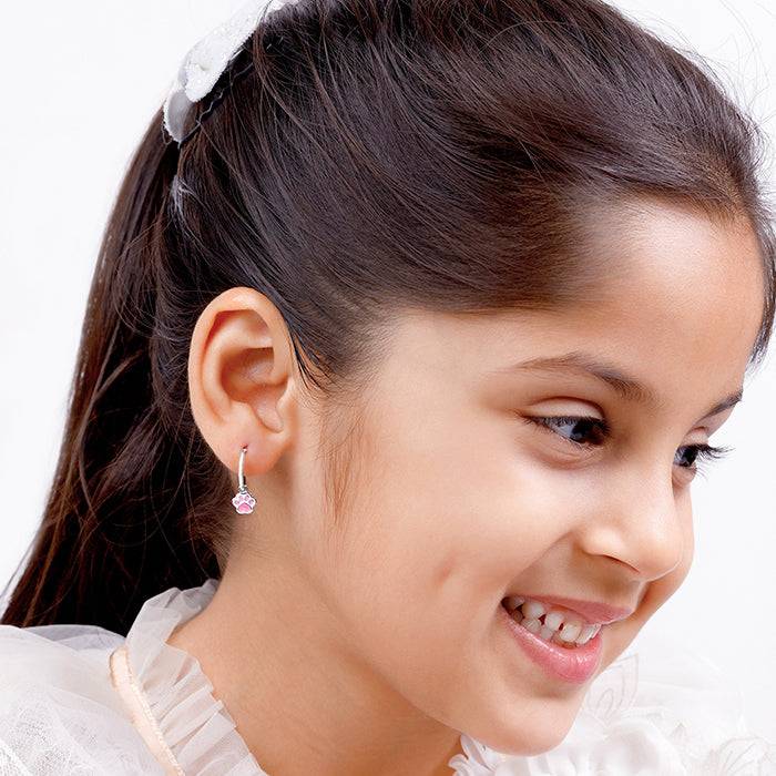 Giva 925 Sterling Silver Paw Print Kids Hoop Earrings|Studs To Gifts For Kids | With Certi : ER02289