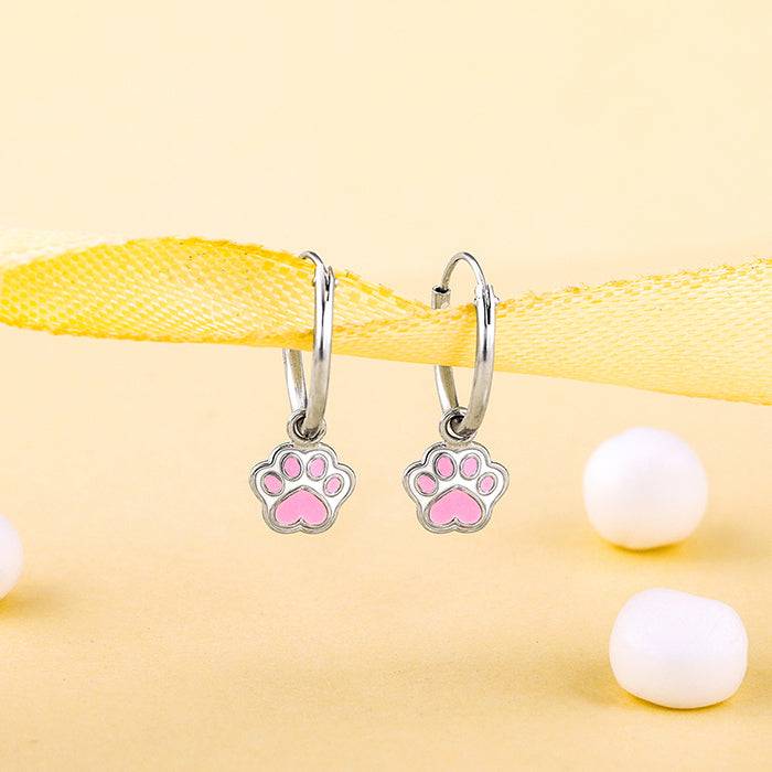 Giva 925 Sterling Silver Paw Print Kids Hoop Earrings|Studs To Gifts For Kids | With Certi : ER02289