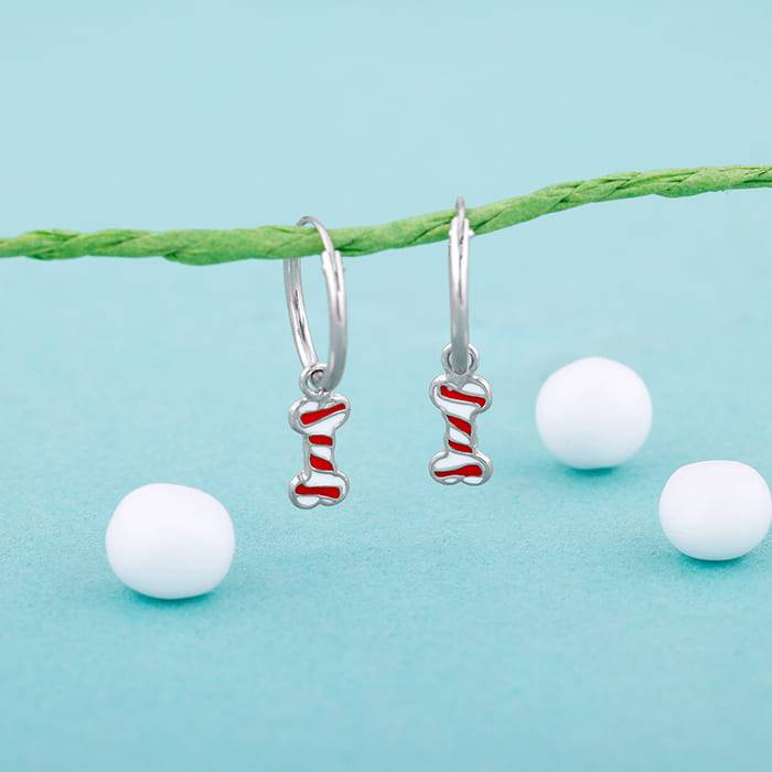 Giva 925 Sterling Silver Dog Bone Kids Hoop Earrings|Studs To Gifts For Kids | With Certif : ER02290
