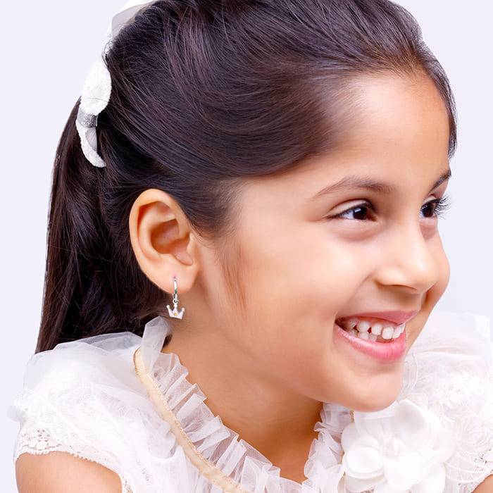 Giva 925 Sterling Silver Beauty Crown Kids Hoop Earrings| Drops To Gift Women & Girls | Wi : ER02291