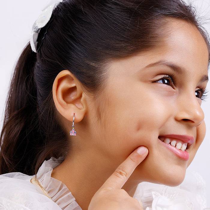 Giva 925 Silver Castle House Kids Hoop Earrings : ER02292