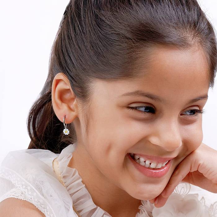 Giva 925 Sterling Silver Daisy Kids Hoop Earrings|Studs To Gifts For Kids | With Certifica : ER02293