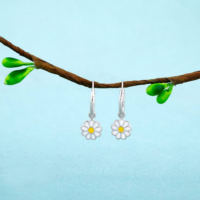 Giva 925 Sterling Silver Daisy Kids Hoop Earrings|Studs To Gifts For Kids | With Certifica : ER02293