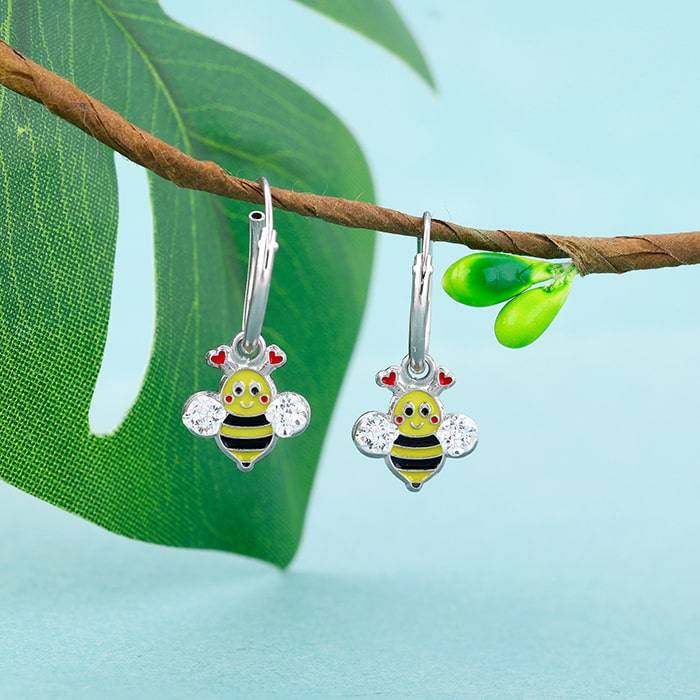 Giva 925 Sterling Silver Cheery Bee Kids Hoop Earrings|Studs To Gifts For Kids | With Cert : ER02294