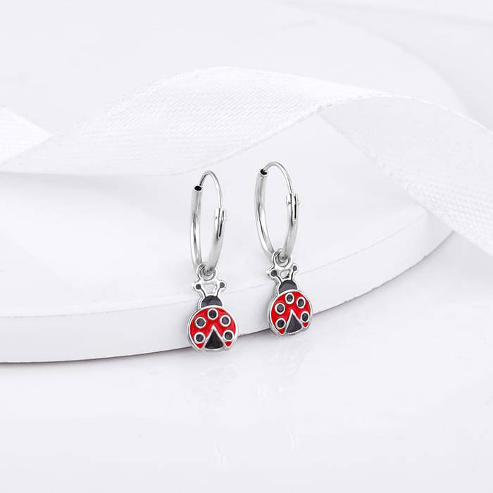 Giva 925 Sterling Silver Curious Ladybug Kids Hoop Earrings|Studs To Gifts For Kids | With : ER02295