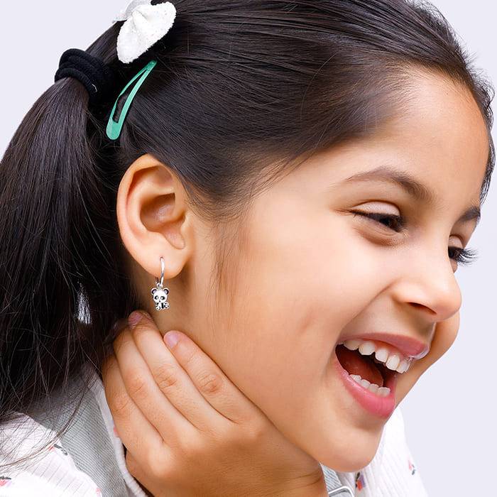 Giva 925 Sterling Silver Po Panda Kids Hoop Earrings| Drops To Gift Women & Girls | With C : ER02296