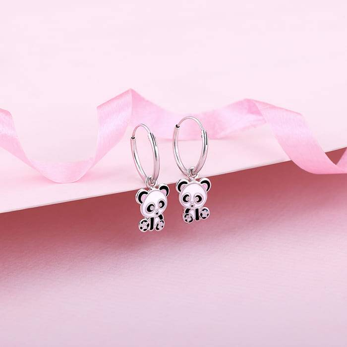 Giva 925 Sterling Silver Po Panda Kids Hoop Earrings| Drops To Gift Women & Girls | With C : ER02296