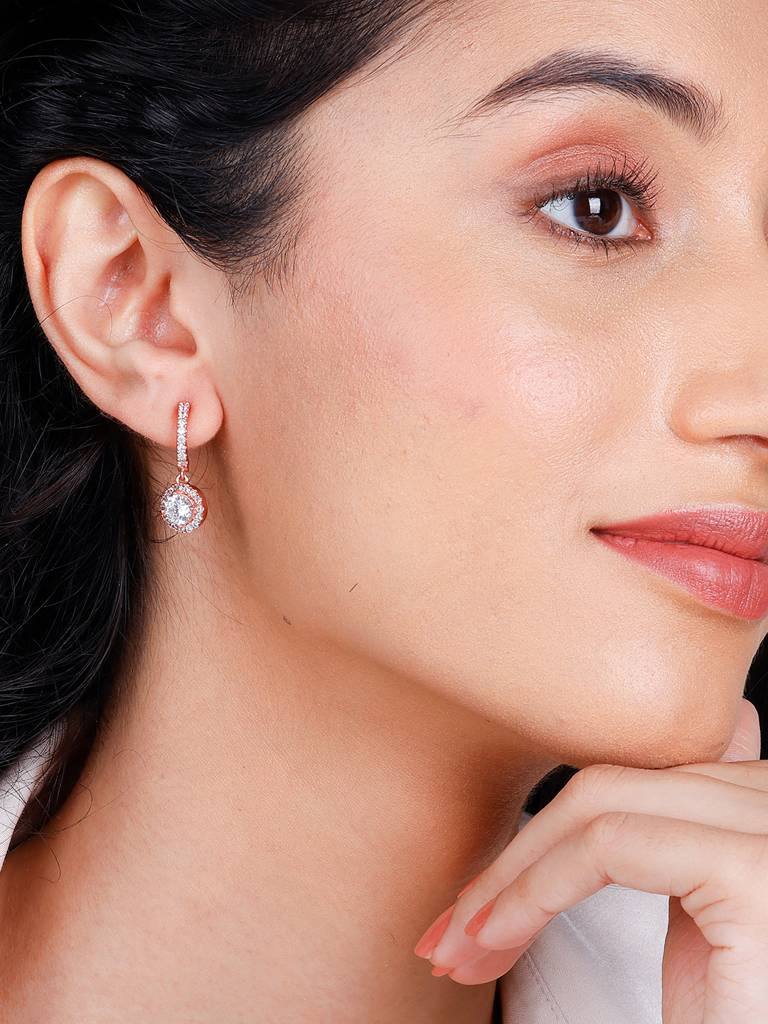 Giva 925 Sterling Silver Rose Gold Drizzle Drop Earrings