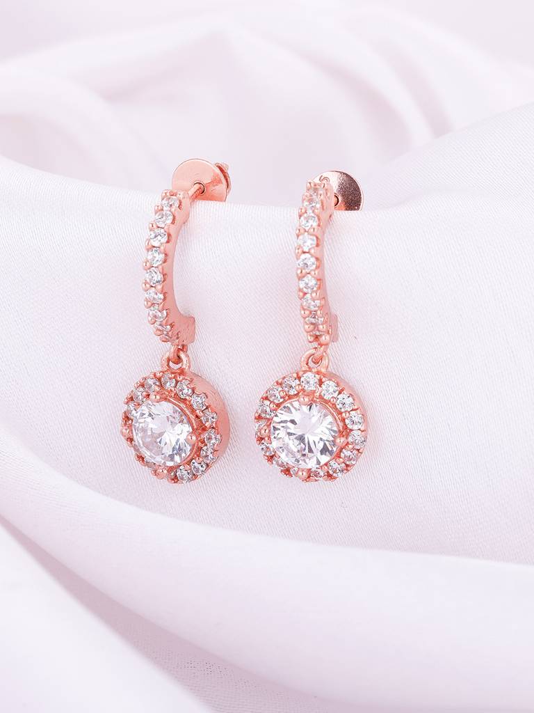 Giva 925 Sterling Silver Rose Gold Drizzle Drop Earrings
