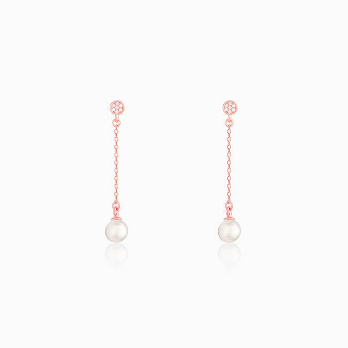 Giva 925 Sterling Silver Rose Gold Zircon Pearl Drop Earrings| Studs To Gift Women & Girls : ER02305
