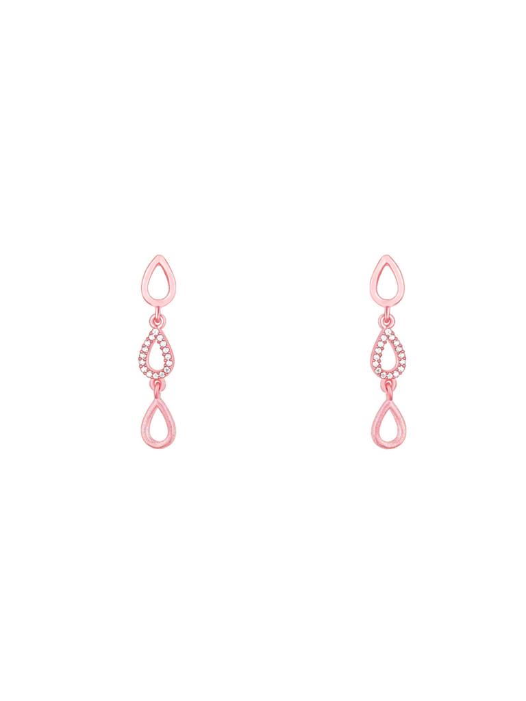 Giva 925 Sterling Silver Rose Gold Zircon Studded Marquis Earrings