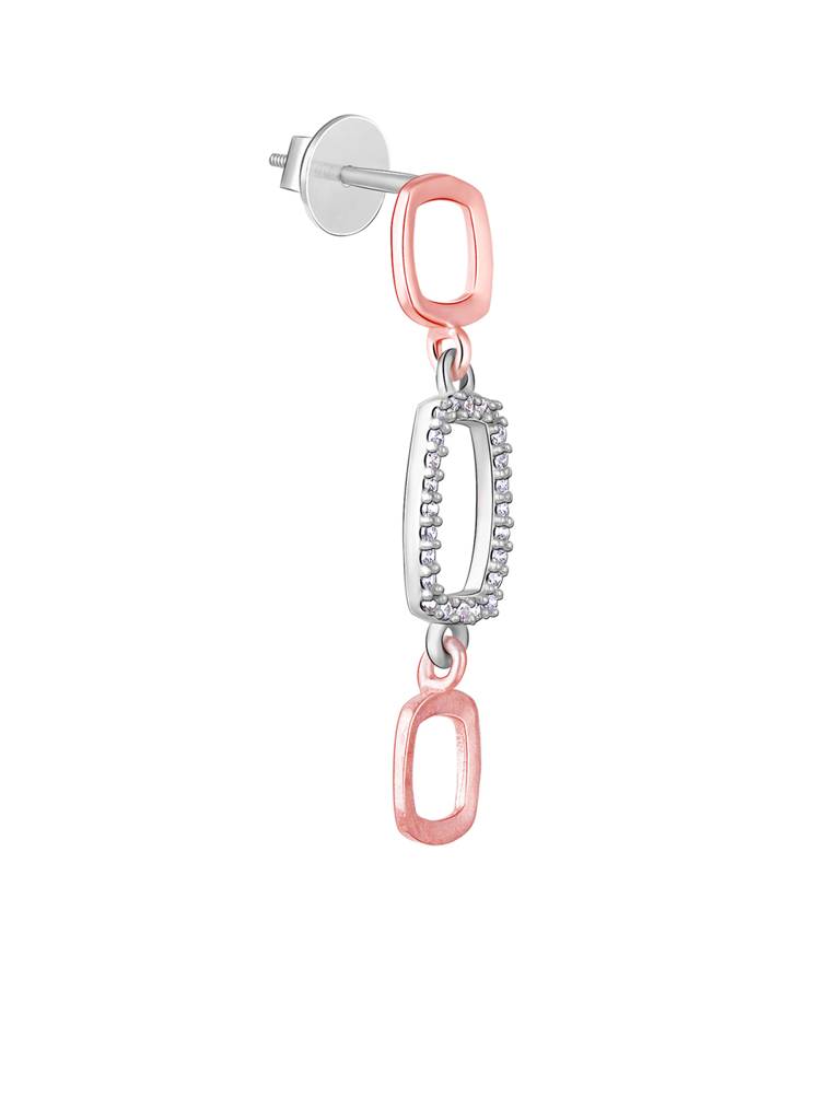 Giva 925 Sterling Silver And Rose Gold Glittering Square Earrings