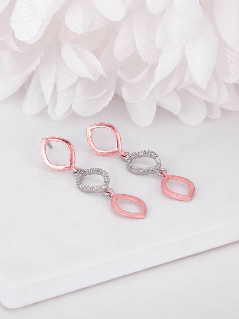 Giva 925 Sterling Silver Rose Gold And Silver Enchanting Look Earrings