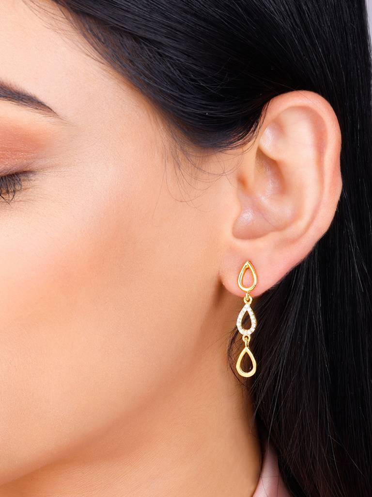 Giva 925 Sterling Silver Golden Paisley Layered Choker Earrings