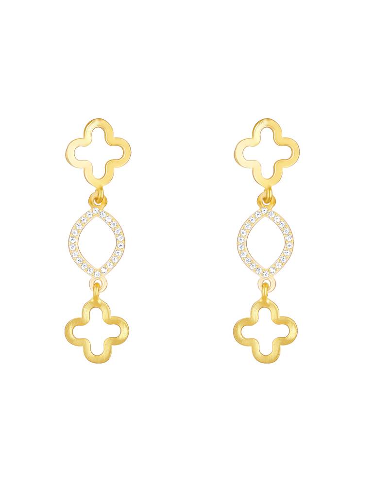 Giva 925 Sterling Silver Golden Precious Floral Earrings