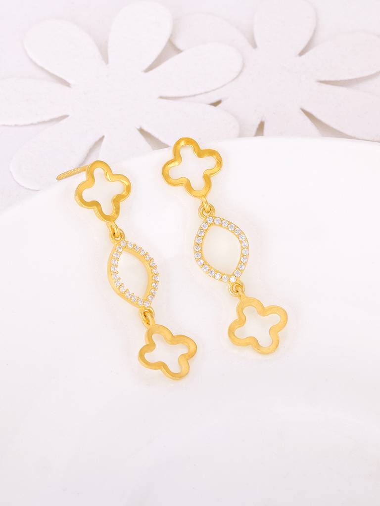 Giva 925 Sterling Silver Golden Precious Floral Earrings
