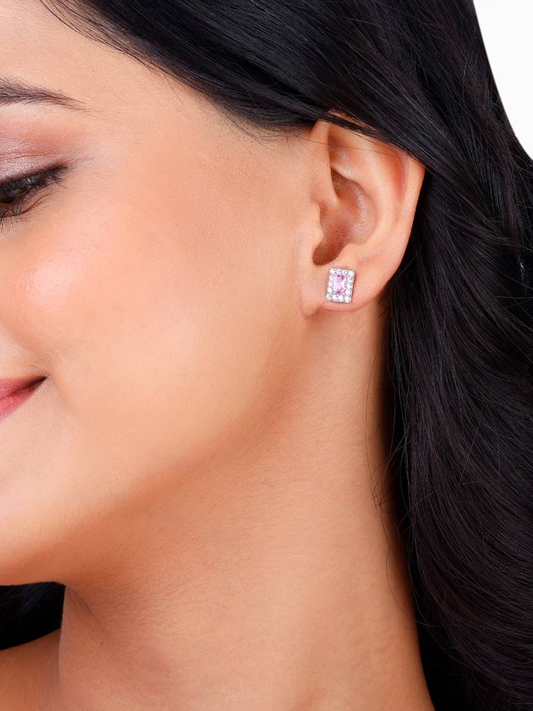 Giva 925 Sterling Silver Regal Pink Stud Earrings