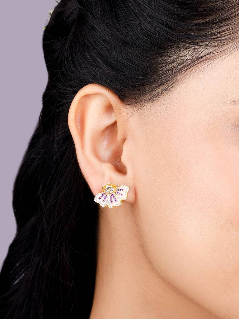 Giva 925 Sterling Silver Bhumi Golden Eyebright Stud Earrings