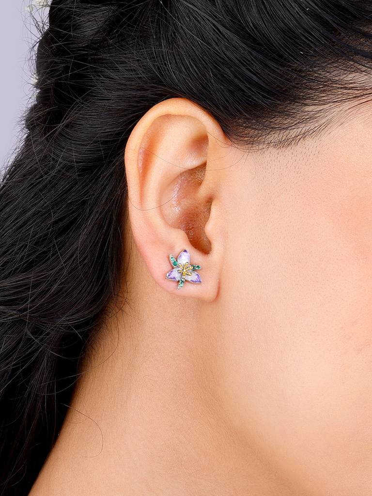 Giva 925 Sterling Silver Bhumi Silver Convertible Trillium Ring, Earrings And Chain