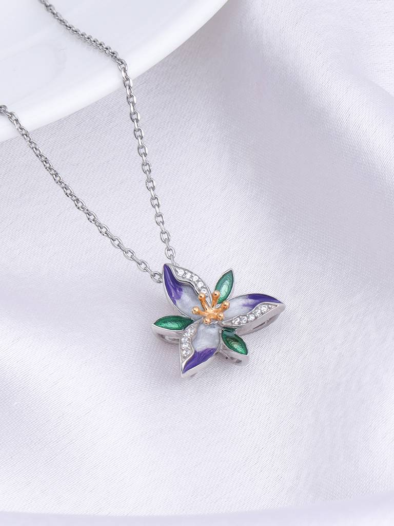 Giva 925 Sterling Silver Bhumi Silver Convertible Trillium Ring, Earrings And Chain