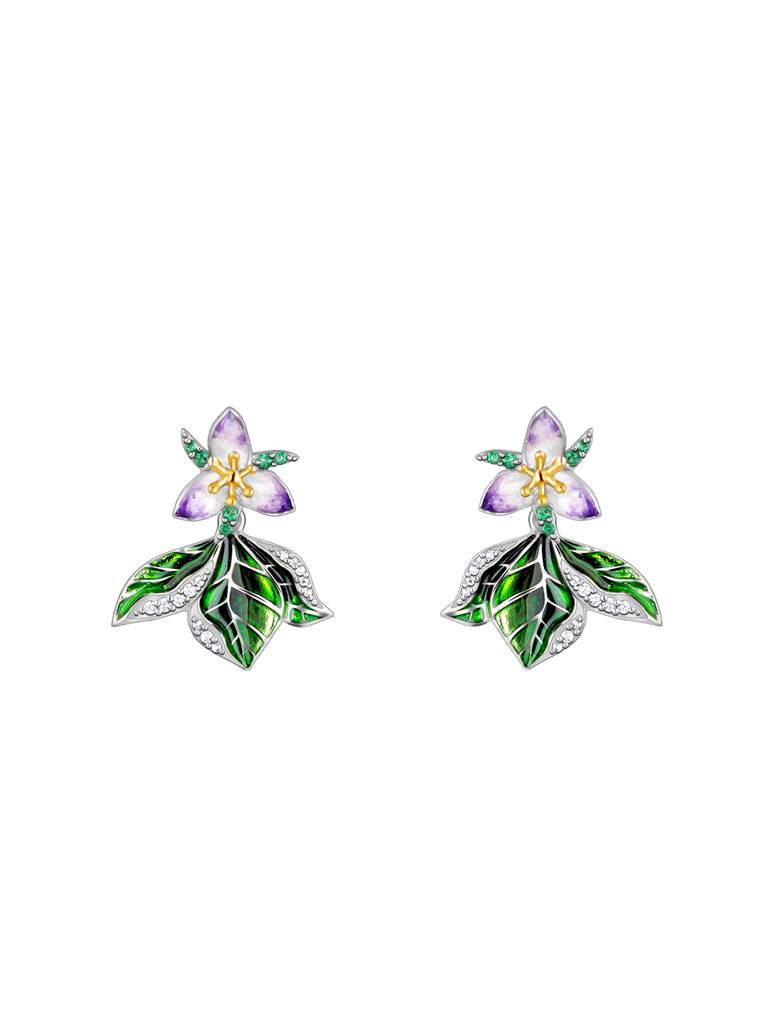 Giva 925 Sterling Silver Bhumi Silver Trillium Convertible Earrings