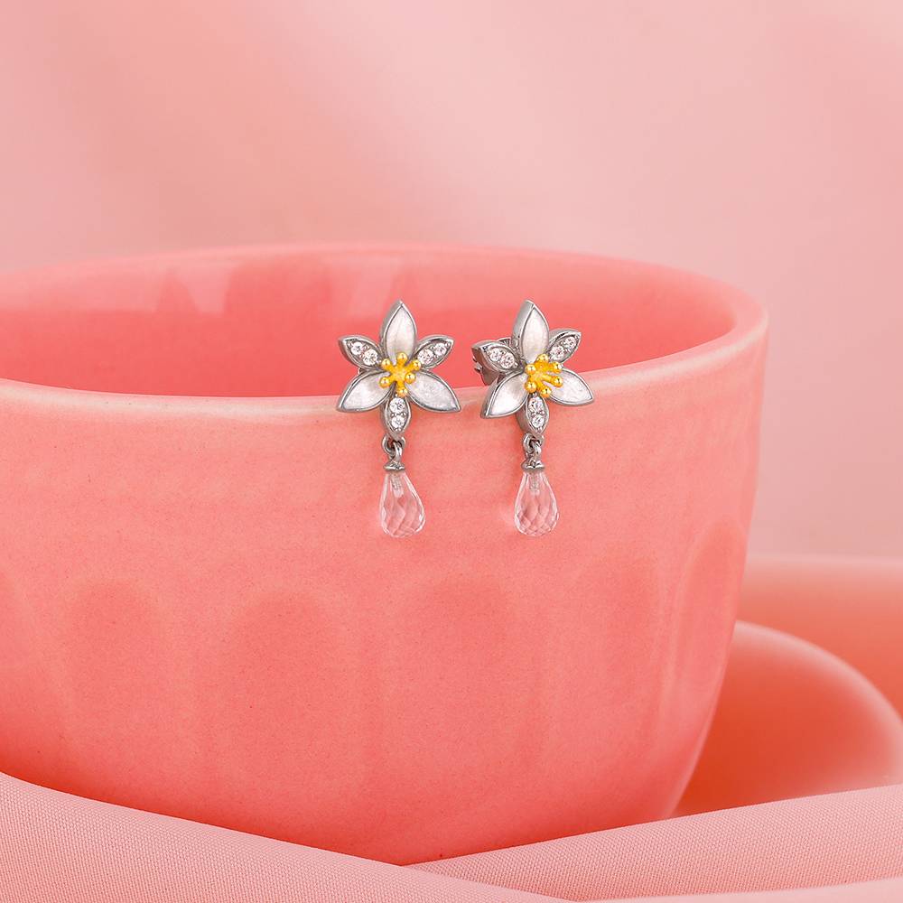 Giva 925 Silver Bhumi Silver Trillium Drop Earrings : ER02355