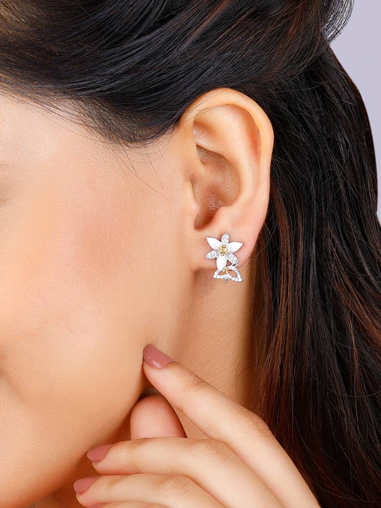 Giva 925 Sterling Silver Bhumi Silver One In A Trillium Earring