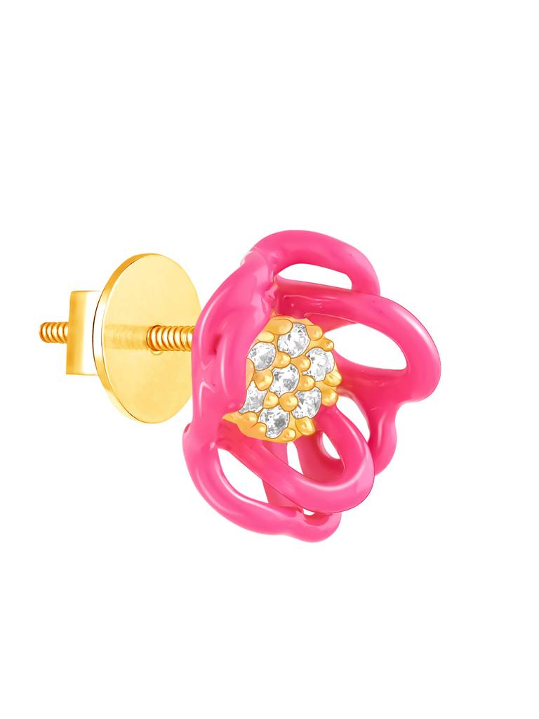 Giva 925 Sterling Silver Bhumi Golden Hot Pink Bramha Kamal Bud Earrings And Ring