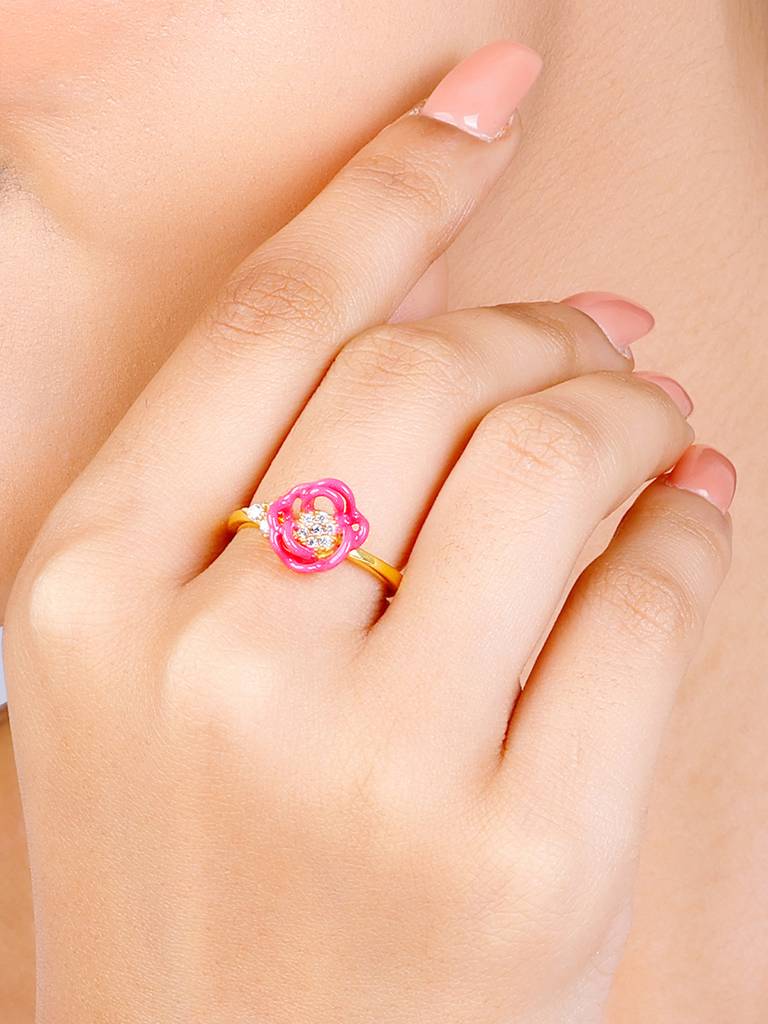 Giva 925 Sterling Silver Bhumi Golden Hot Pink Bramha Kamal Bud Earrings And Ring