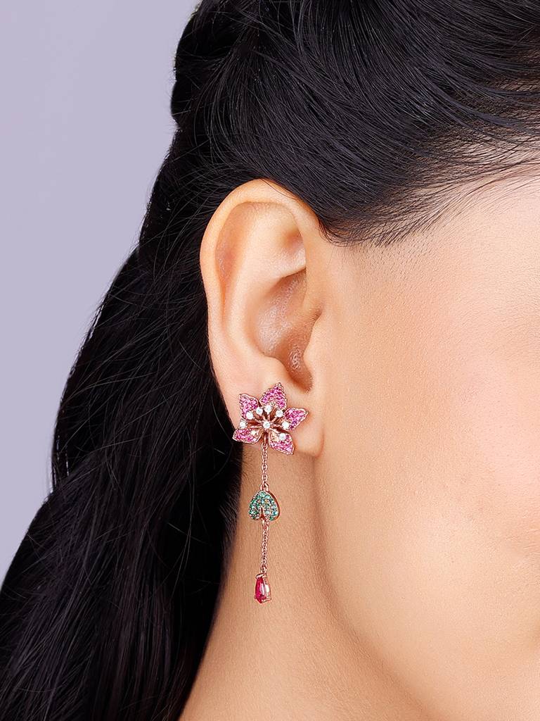 Giva 925 Sterling Silver Bhumi Rose Gold Rani Ebony Earrings