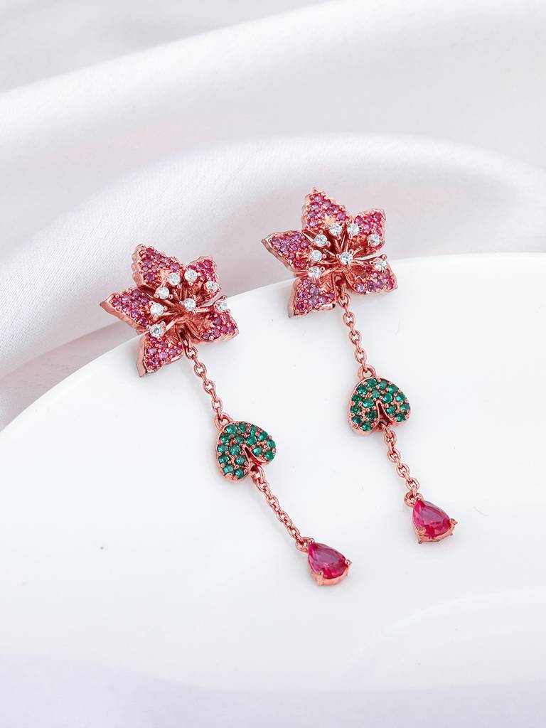 Giva 925 Sterling Silver Bhumi Rose Gold Rani Ebony Earrings