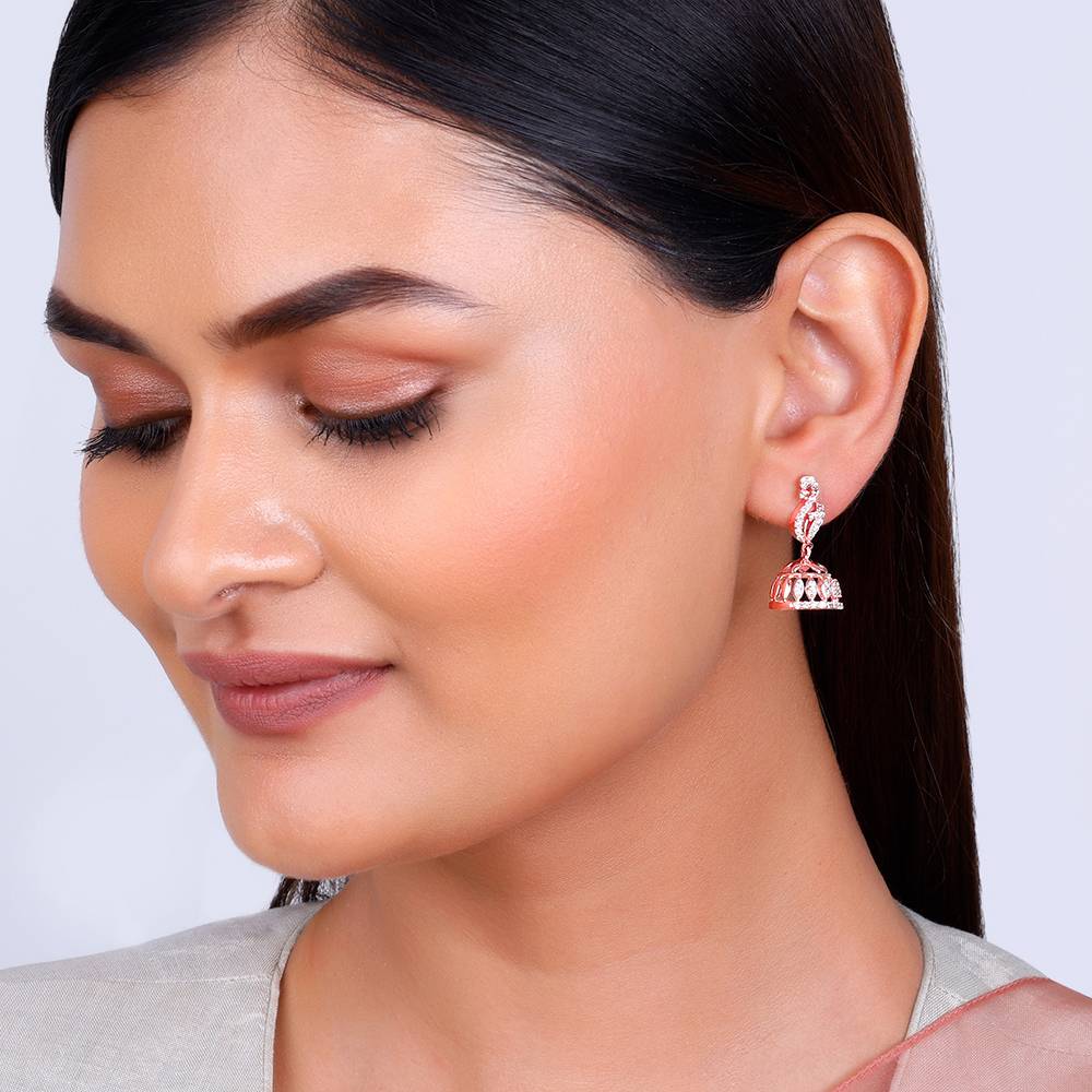 Giva 925 Silver Rose Gold Amroha Jhumki Earrings : ER02372