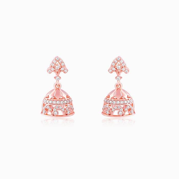 Giva 925 Sterling Silver Rose Gold Agra Jhumki Earrings| Studs To Gift Women & Girls | Wit : ER02373