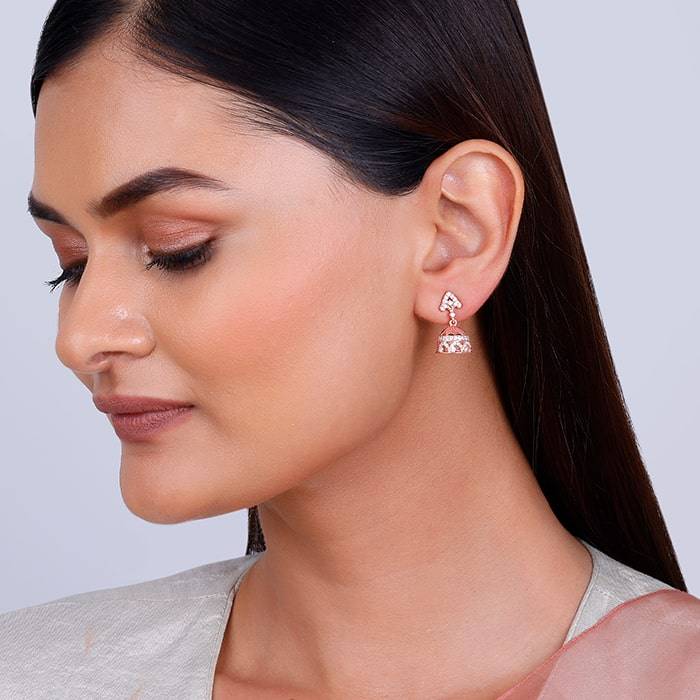 Giva 925 Sterling Silver Rose Gold Agra Jhumki Earrings| Studs To Gift Women & Girls | Wit : ER02373
