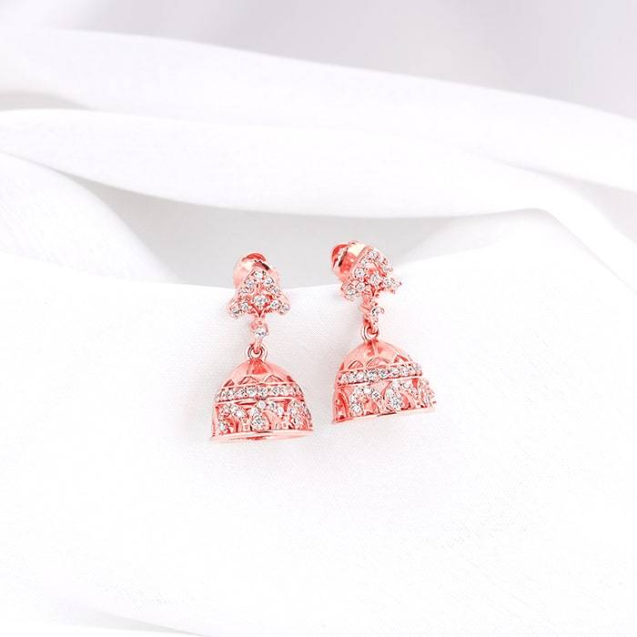 Giva 925 Sterling Silver Rose Gold Agra Jhumki Earrings| Studs To Gift Women & Girls | Wit : ER02373