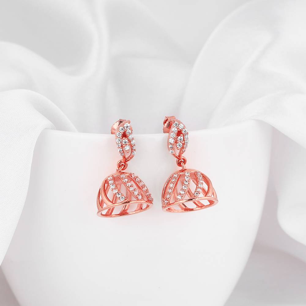Giva 925 Silver Rose Gold Shamli Jhumki Earrings Giva 925 Silver