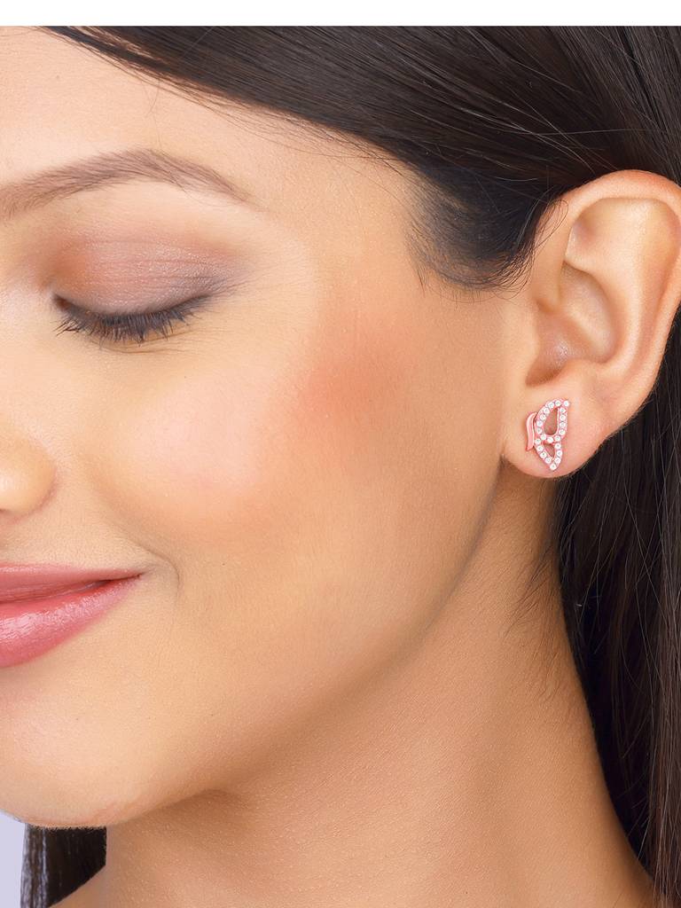 Giva 925 Sterling Silver Rose Gold Dazzling Butterfly Earrings