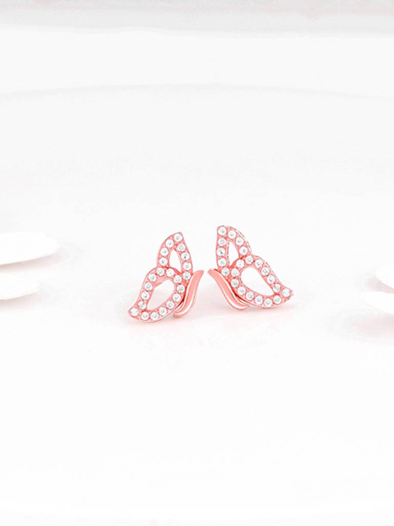 Giva 925 Sterling Silver Rose Gold Dazzling Butterfly Earrings