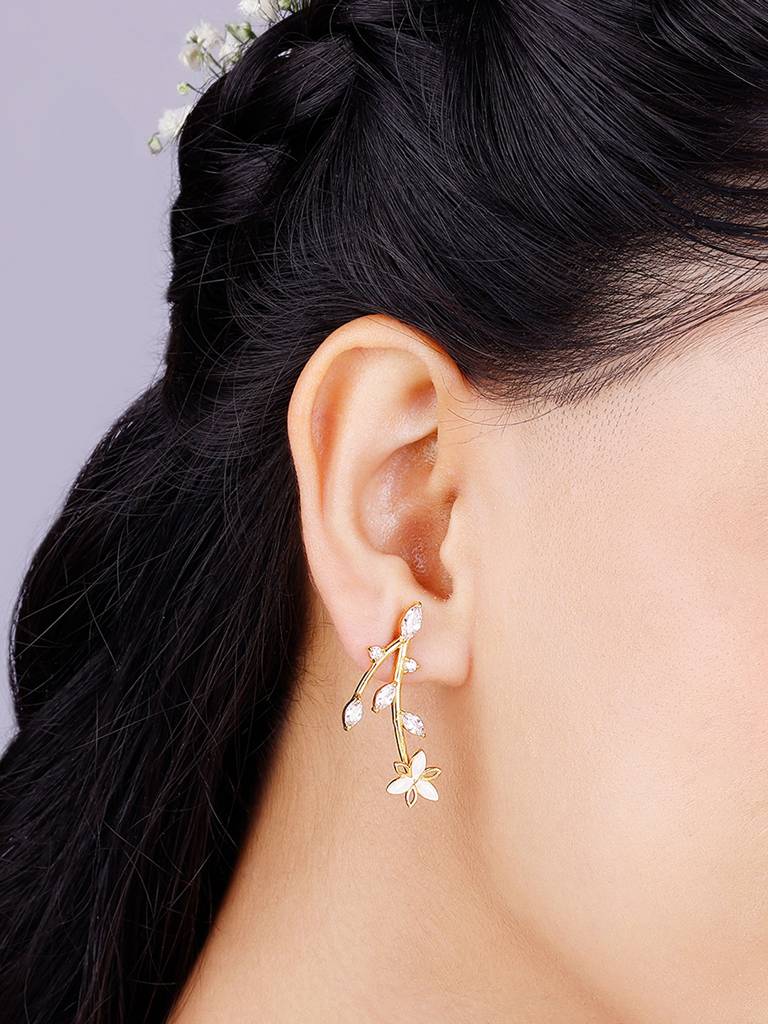 Giva 925 Sterling Silver Bhumi Golden Trillium Treasures Earrings